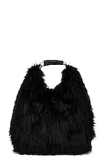TOM FORD Faux Fur Bianca Large Hobo Bag in Black, view 3, click to view large image.