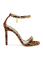 TOM FORD Leopard Print Zenith 105mm Sandal in Brown & Beige, view 1, click to view large image.