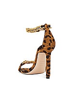 TOM FORD Leopard Print Zenith 105mm Sandal in Brown & Beige, view 3, click to view large image.