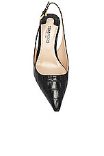 TOM FORD Stamped Croc Angelina 55mm Slingback Pump in Black, view 4, click to view large image.