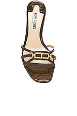 TOM FORD Stamped Croc 55 Mule in Khaki, view 4, click to view large image.