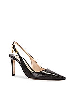TOM FORD Stamped Croc 85 Slingback Pump in Espresso, view 2, click to view large image.