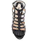 TOM FORD Stamped Croc 105 Sandal in Black, view 4, click to view large image.
