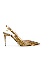 TOM FORD Stamped Croc 85 Slingback Pump in Khaki, view 1, click to view large image.