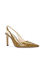 TOM FORD Stamped Croc 85 Slingback Pump in Khaki, view 2, click to view large image.
