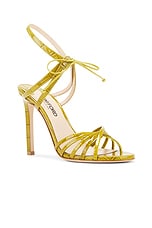 TOM FORD Glossy Stamped Croc 105 Sandal in Chartreus, view 2, click to view large image.