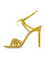 TOM FORD Glossy Stamped Croc 105 Sandal in Chartreus, view 5, click to view large image.