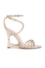 TOM FORD Paradis Stamped Python Strappy Sandal in Champagne, view 1, click to view large image.