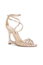 TOM FORD Paradis Stamped Python Strappy Sandal in Champagne, view 2, click to view large image.