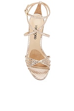 TOM FORD Paradis Stamped Python Strappy Sandal in Champagne, view 4, click to view large image.