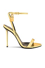 TOM FORD Mirror Naked Padlock 105 Sandal in Gold, view 1, click to view large image.
