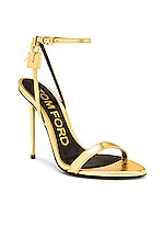 TOM FORD Mirror Naked Padlock 105 Sandal in Gold, view 2, click to view large image.