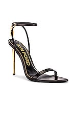 TOM FORD Padlock Pointy Naked Sandal 105 in Black, view 2, click to view large image.
