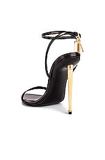 TOM FORD Padlock Pointy Naked Sandal 105 in Black, view 3, click to view large image.