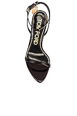 TOM FORD Padlock Pointy Naked Sandal 105 in Black, view 4, click to view large image.