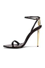TOM FORD Padlock Pointy Naked Sandal 105 in Black, view 5, click to view large image.