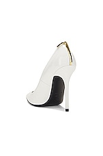 TOM FORD Patent Iconic T Pump 105 in White, view 3, click to view large image.