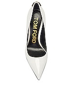 TOM FORD Patent Iconic T Pump 105 in White, view 4, click to view large image.