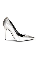 TOM FORD Laminated Iconic T Pump 105 in Silver, view 1, click to view large image.