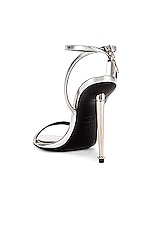 TOM FORD Padlock Pointy Naked Sandal 105 in Silver, view 3, click to view large image.