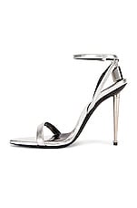 TOM FORD Padlock Pointy Naked Sandal 105 in Silver, view 5, click to view large image.
