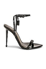TOM FORD Patent Padlock Pointy Naked 105 Sandal in Black, view 1, click to view large image.