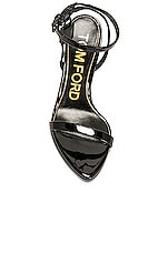 TOM FORD Patent Padlock Pointy Naked 105 Sandal in Black, view 4, click to view large image.
