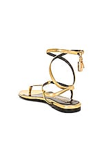 TOM FORD Padlock Thong Sandal in Gold, view 3, click to view large image.