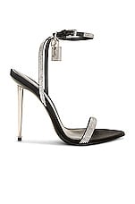 TOM FORD Crystal Stones Padlock Pointy Naked Sandal 105 in Black & Crystal, view 1, click to view large image.