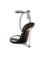 TOM FORD Crystal Stones Padlock Pointy Naked Sandal 105 in Black & Crystal, view 3, click to view large image.