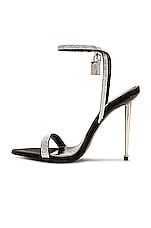 TOM FORD Crystal Stones Padlock Pointy Naked Sandal 105 in Black & Crystal, view 5, click to view large image.