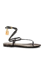 TOM FORD Padlock Thong Sandal in Black, view 1, click to view large image.