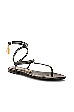 TOM FORD Padlock Thong Sandal in Black, view 2, click to view large image.