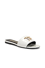 TOM FORD Stamped Croc TF Slide in White, view 2, click to view large image.