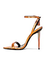 TOM FORD Metallic Stamped Croc Padlock Pointy Naked 105 Sandal in Clementine, view 5, click to view large image.