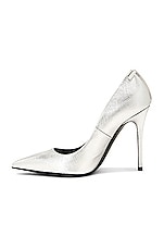 TOM FORD Printed Lizard Iconic T Pump in Silver, view 5, click to view large image.