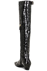 TOM FORD Printed Croco 90's Over the Knee Boot in Black, view 3, click to view large image.