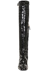 TOM FORD Printed Croco 90's Over the Knee Boot in Black, view 4, click to view large image.