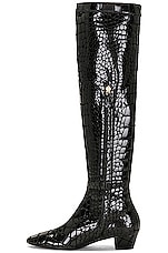 TOM FORD Printed Croco 90's Over the Knee Boot in Black, view 5, click to view large image.