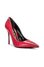 TOM FORD Iconic T Pump in Rose Red, view 2, click to view large image.