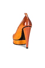 TOM FORD Laminated Cone Heel 120 Pump in Clementine & Mauve, view 3, click to view large image.