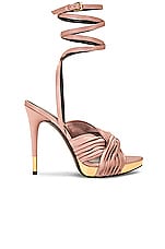 TOM FORD Satin Pleated 120 Sandal in Rose Nude, view 1, click to view large image.