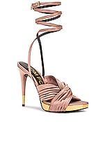 TOM FORD Satin Pleated 120 Sandal in Rose Nude, view 2, click to view large image.
