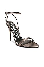 TOM FORD Padlock Pointy Naked 105 Sandal in Gunmetal, view 2, click to view large image.