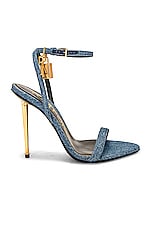 TOM FORD Padlock Pointy Naked 105 Sandal in Washed Blue, view 1, click to view large image.