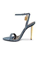 TOM FORD Padlock Pointy Naked 105 Sandal in Washed Blue, view 5, click to view large image.