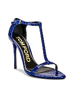 TOM FORD Croc Iconic T 105 Sandal in Cobalt, view 2, click to view large image.