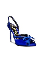 TOM FORD Velvet Bow 105 Sandal in Electric Blue, view 2, click to view large image.