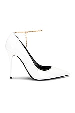 TOM FORD Patent Leather Chain Pump 105 in White, view 1, click to view large image.