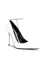 TOM FORD Patent Leather Chain Pump 105 in White, view 2, click to view large image.